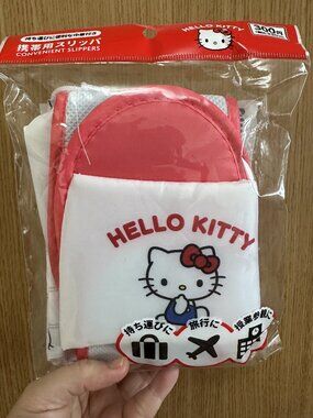 Sanrio Hello Kitty Portable Travel Slippers with Pouch Daiso Japan